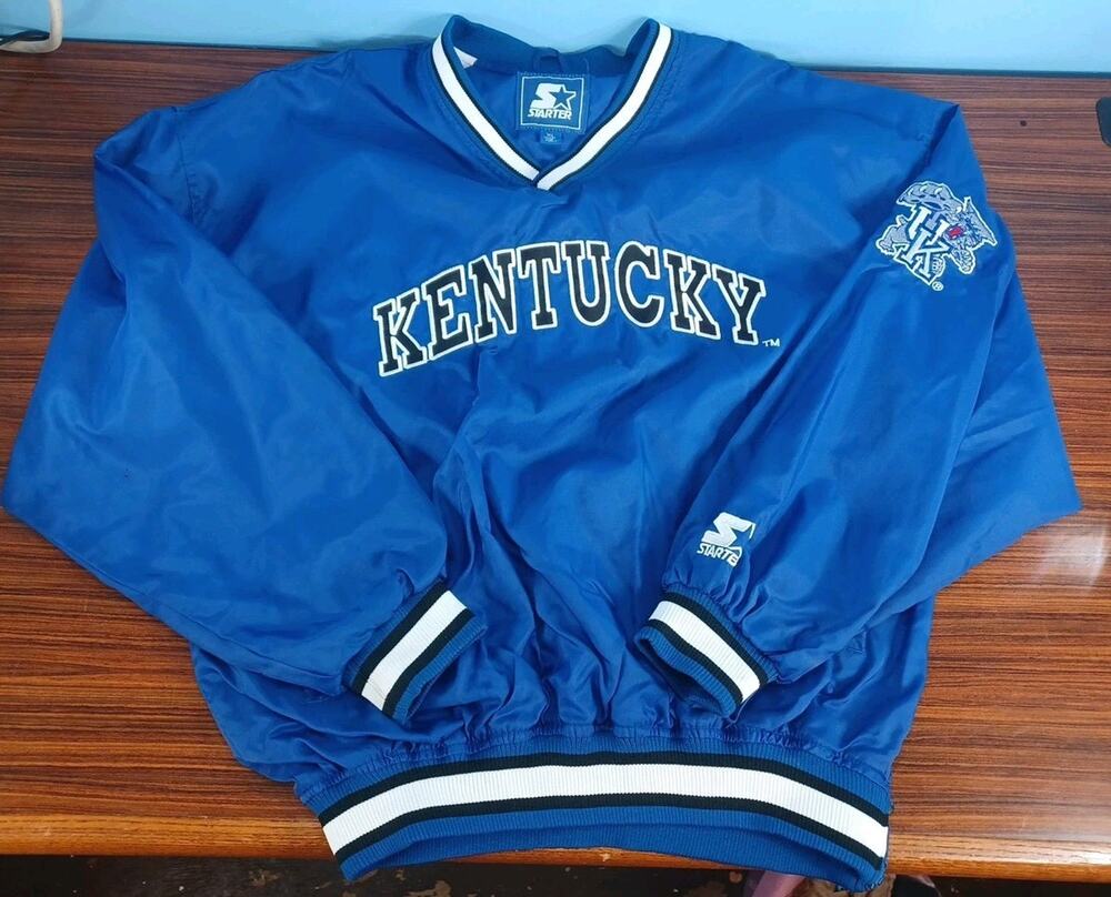 Vintage Kentucky Wildcats Jacket Mens X-Large Blue Starter Windbreaker Pullover